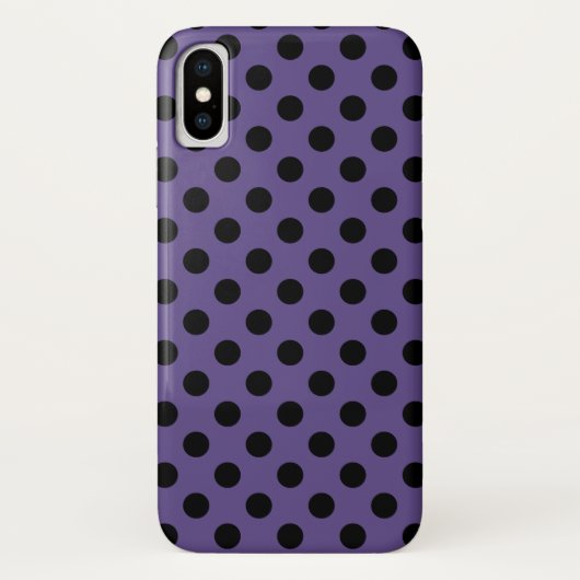 Schwarzpolka-Punkte auf Ultraviolett Case-Mate iPhone Hülle (Rückseite)