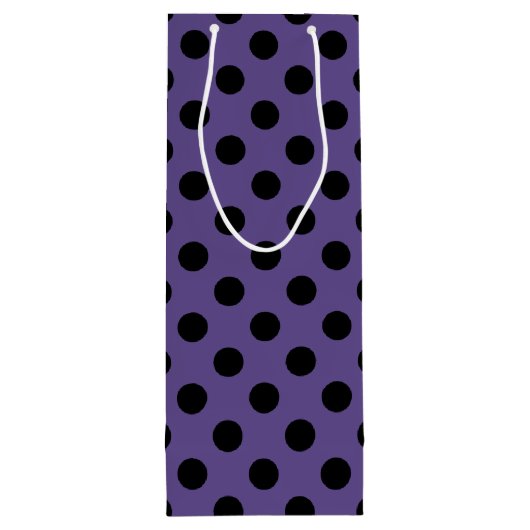 Schwarzpolka-Punkte auf Ultraviolett Geschenktüte Für Weinflaschen (Rückseite)