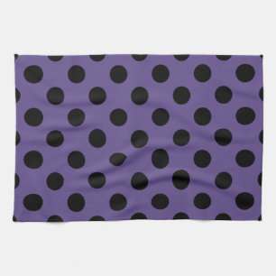 Schwarzpolka-Punkte auf Ultraviolett Geschirrtuch