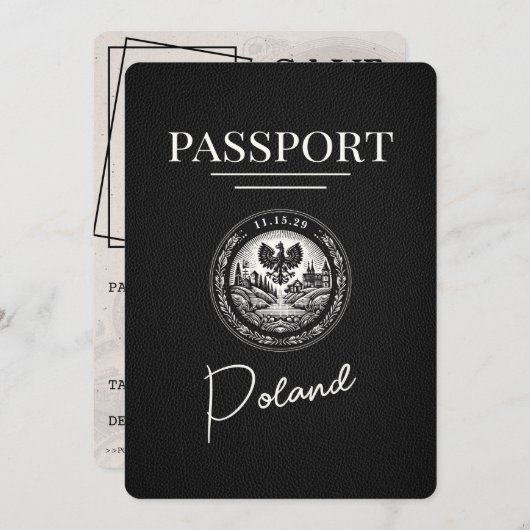Schwarzpolnischer Pass Save the Date (Vorne/Hinten)