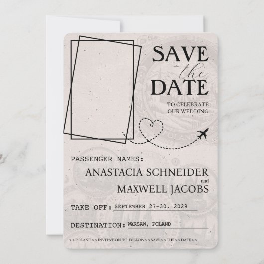Schwarzpolnischer Pass Save the Date (Rückseite)