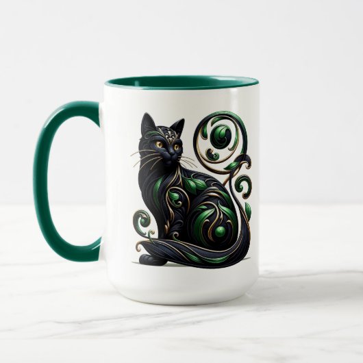 Schwarzporzellankatze Tasse (Links)