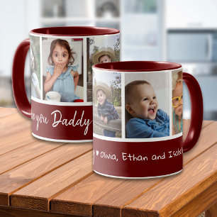 Schwarzrot und Weiß 5 Foto-Collage Lieb dich Daddy Tasse