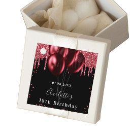 Schwarzroter Glitzer-Ballons zum Geburtstag Geschenkanhänger