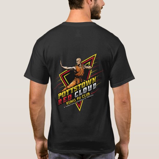 Schwarzrotes Cloud Kung Fu Club T-Shirt (Rückseite)