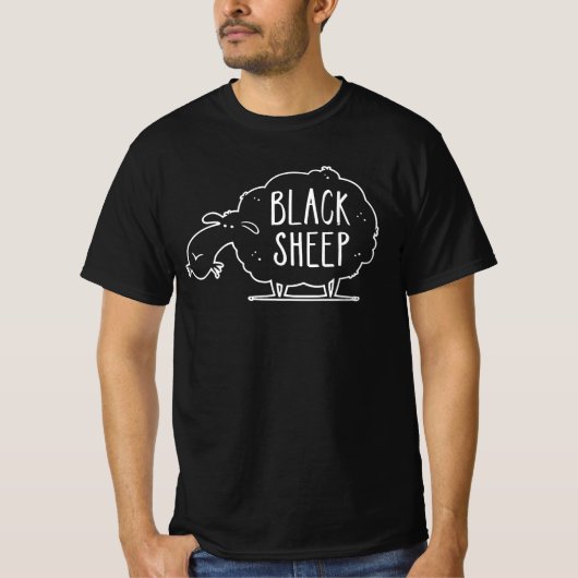 Schwarzschaf der Familie zeichnete schwarz T-Shirt (Vorderseite)