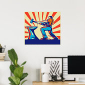 Schwarzschmied-Arbeiter mit Hammer und Anvil Poster (Heimbüro)