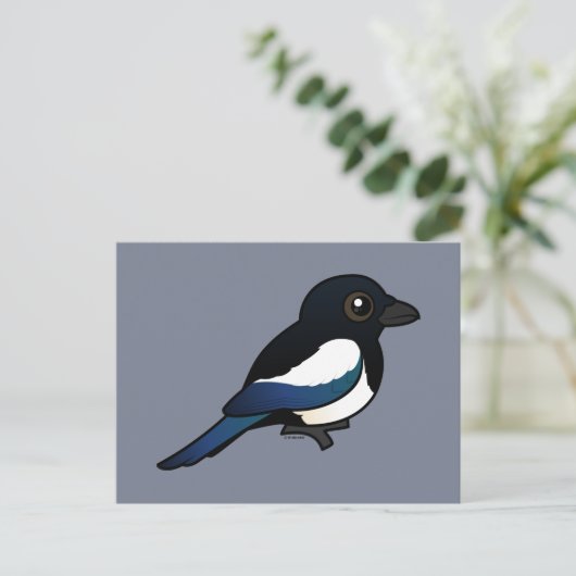 Schwarzschnabelmagpie Postkarte (Stehend Vorderseite)