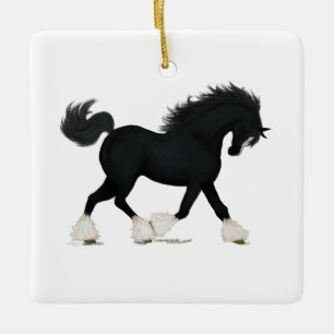 Schwarzschnaupferd mit Reittier-Kessel Keramikornament
