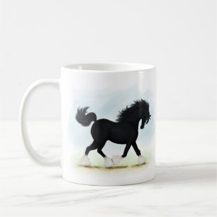 Schwarzschnurpferd mit Blaze und Strümpfen Kaffeetasse