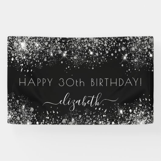 Schwarzsilber-Glitzer Banner (Horizontal)