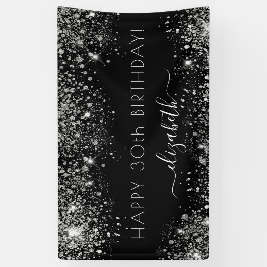 Schwarzsilber-Glitzer Banner (Vertikal)