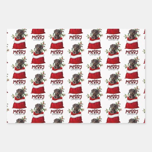 Schwarztan-Dackel Hund in Holiday-Geschenktasche Geschenkpapier Set (Vorderseite)