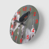 Schwarzvogel (Agelaius phoeniceus) Runde Wanduhr (Winkel)