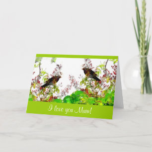 Schwarzvögel und Rosehips-Muttertagskarte Karte