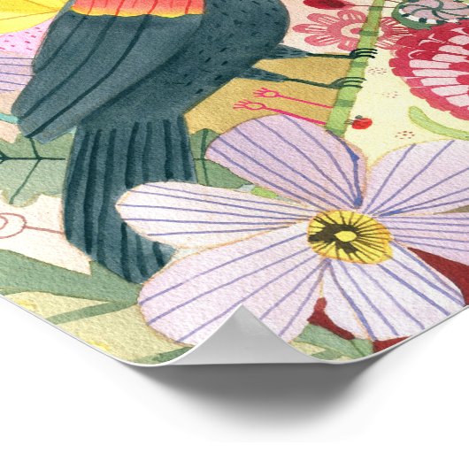 Schwarzvogel/Wiesenposter Poster (Ecke)