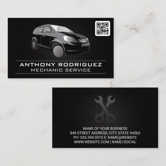 Schwarzwagen | QR-Code | AUTO | Wrenches Visitenkarte (Vorne/Hinten)
