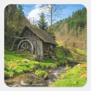 Schwarzwald-Grist-Mill Deutschland Quadratischer Aufkleber