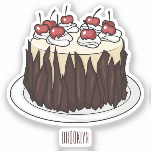 Schwarzwald-Kuchen-Cartoon Aufkleber (Vorderseite)