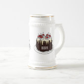 Schwarzwald-Kuchen-Cartoon Bierglas (VorderseiteRechts)