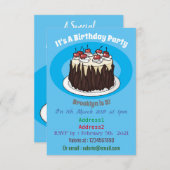 Schwarzwald-Kuchen-Cartoon Einladung (Vorne/Hinten)