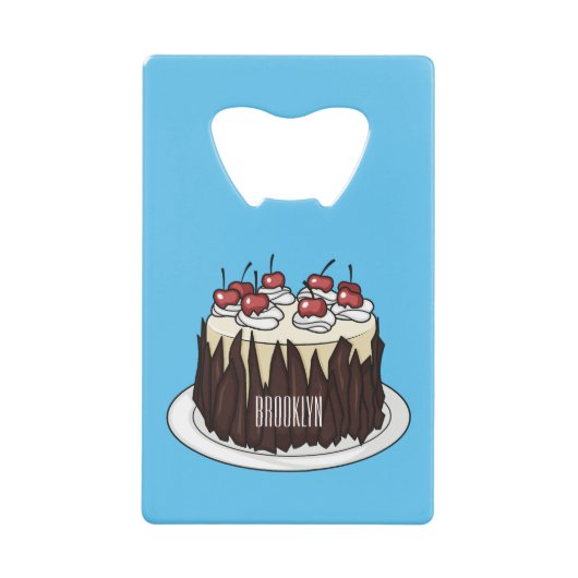 Schwarzwald-Kuchen-Cartoon Geldbeutel Flaschenöffner (Vorderseite)
