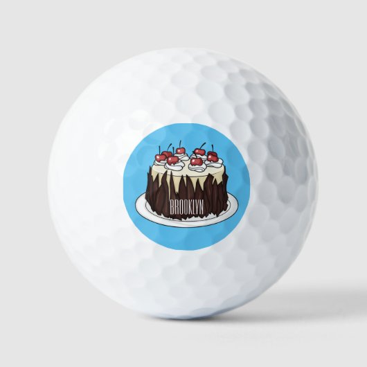 Schwarzwald-Kuchen-Cartoon Golfball (Vorderseite)