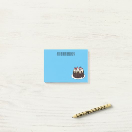 Schwarzwald-Kuchen-Cartoon Post-it Klebezettel (Auf Schreibtisch)