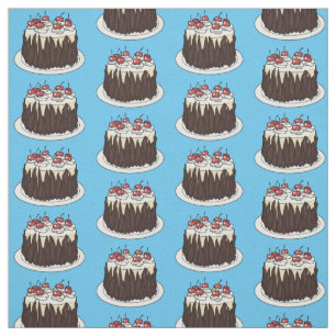 Schwarzwald-Kuchen-Cartoon Stoff