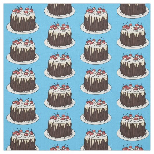 Schwarzwald-Kuchen-Cartoon Stoff (Muster)