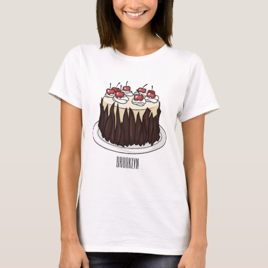 Schwarzwald-Kuchen-Cartoon T-Shirt (Vorderseite)