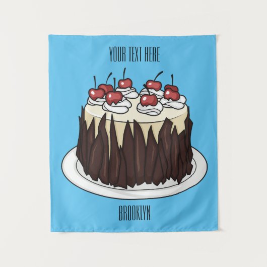 Schwarzwald-Kuchen-Cartoon Wandteppich (Vorderseite)