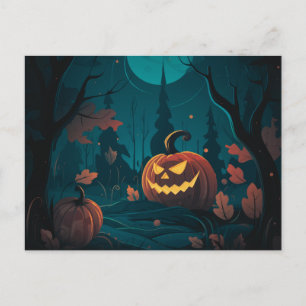Schwarzwald mit Jack-O' Lanterns Halloween Feiertagspostkarte