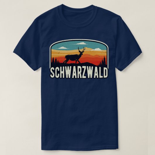 Schwarzwald Wild Hirsch Retro Schwaben T-Shirt (Design vorne)