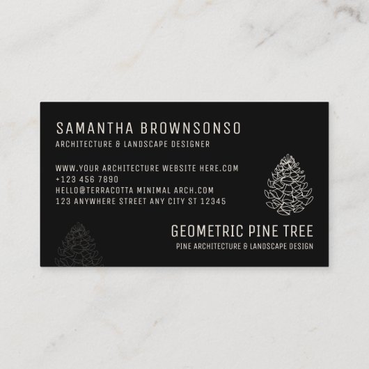 Schwarzwaldbaum Rustikaler Kiefernkone Visitenkarte (Rückseite)