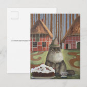 Schwarzwaldkatze mit Kuchen Postkarte (Vorne/Hinten)
