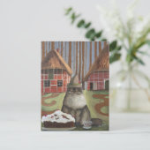Schwarzwaldkatze mit Kuchen Postkarte (Stehend Vorderseite)