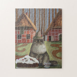Schwarzwaldkatze mit Kuchen Puzzle