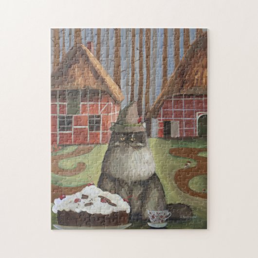 Schwarzwaldkatze mit Kuchen Puzzle (Vertikal)