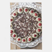 Schwarzwaldkuchen aus rustikalem Holz Küchentuch (Vertikal)