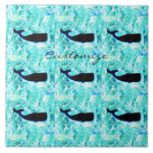 Schwarzwale schwimmen Thunder_Cove Fliese (Vorderseite)