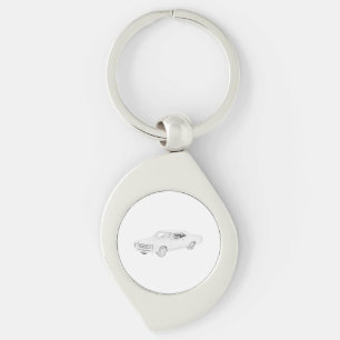 Schwarzweiss-1967 Chevy Chevelle Zeichnen Schlüsselanhänger