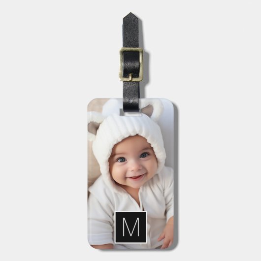 Schwarzweiß-1-Fotoleiterkollage für benutzerdefini Gepäckanhänger (Vorderseite vertikal)