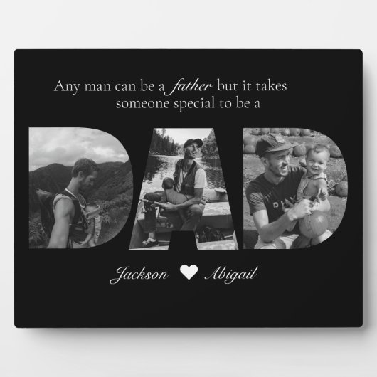 Schwarzweiß 3 Bilder Vater FotoCollage Fotoplatte (Vorderseite)