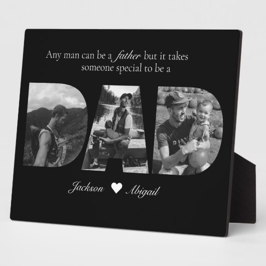 Schwarzweiß 3 Bilder Vater FotoCollage Fotoplatte (Seite)