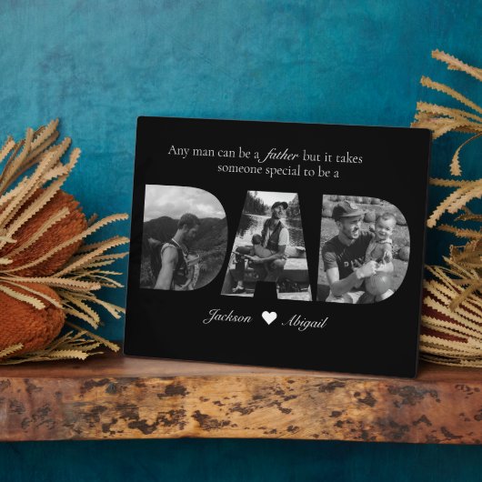 Schwarzweiß 3 Bilder Vater FotoCollage Fotoplatte (Seite)