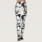 Schwarzweiss-Abraham Lincoln-Karikatur Leggings (Rückseite)