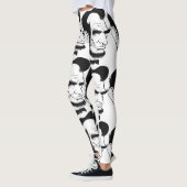 Schwarzweiss-Abraham Lincoln-Karikatur Leggings (Links)