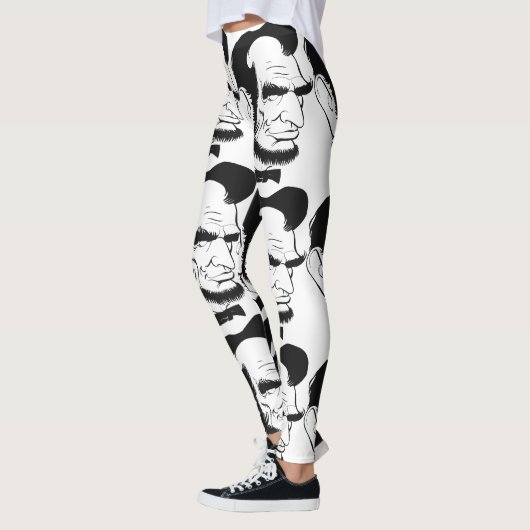 Schwarzweiss-Abraham Lincoln-Karikatur Leggings (Links)
