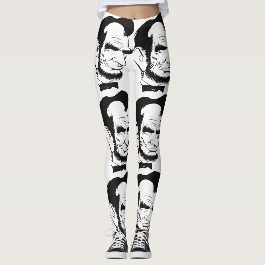 Schwarzweiss-Abraham Lincoln-Karikatur Leggings (Vorderseite)